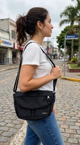Bolsa lateral preta estilosa