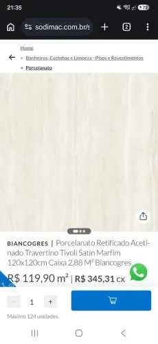 Caixa Porcelanato Retificado Travertino classico 100x100 Biancogres