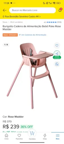 cadeirinha de alimentação infantil Burigotto Poke