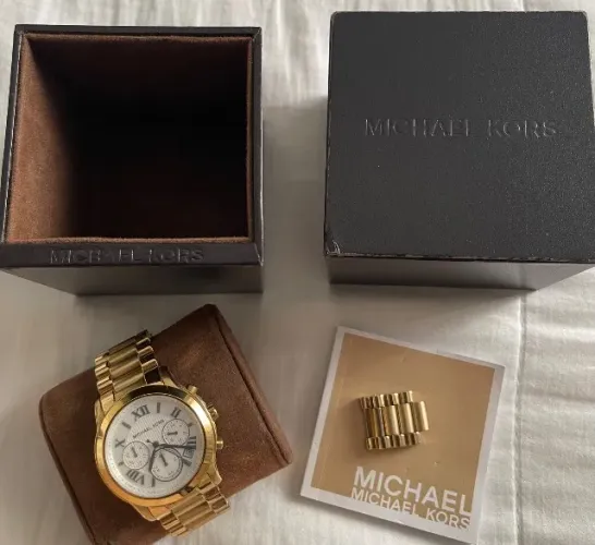 Relógio Michael kors original dourado cronógrafo + caixa