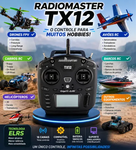 RadioMaster TX12 ORIGINAL para Drone FPV e Aeromodelismo