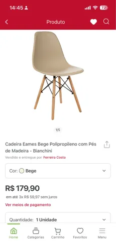 2 Cadeiras de jantar Eames Bege (valor unitário)