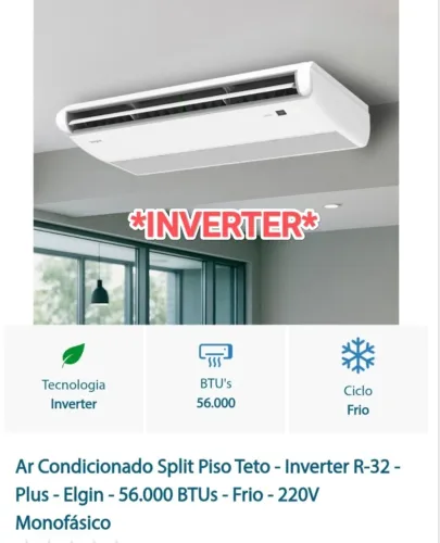 Ar Split Piso Teto Elgin INVERTER 60000 BTUs + NOVO + Nota + 3 Anos + Cartão 12x!