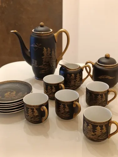 Jogo de café porcelana japonesa casca de ovo - RELÍQUIA