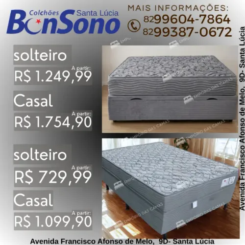 Cama baú casal ou solteiro D33 cama convencional casal ou solteiro D33 Bonsono base e colc
