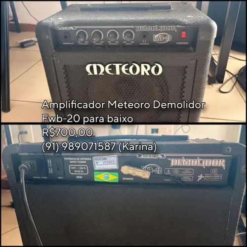 Amplificador Meteoro Demolidor Fwb-20 Transistor para baixo Cor preto 