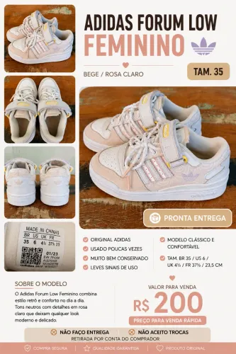 Adidas Forum Low Feminino Tam. 35 Original - R$ 369