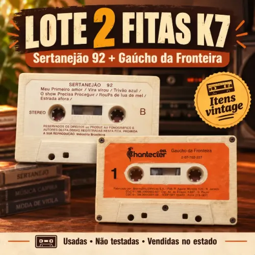 2 Fitas K7 Cassete Antigas - Sertanejão 92 e Gaúcho da Fronteira