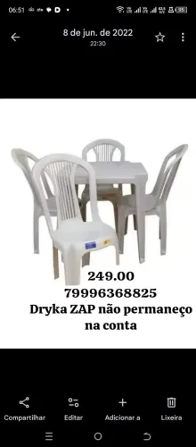 jogo de mesa plastica nova