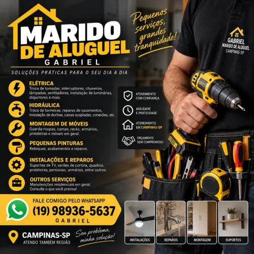 Marido de Aluguel em Campinas | Elétrica, Hidráulica e Montagens