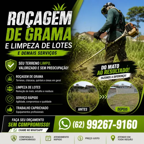 Roçagem de lotes e gramas residenciais 