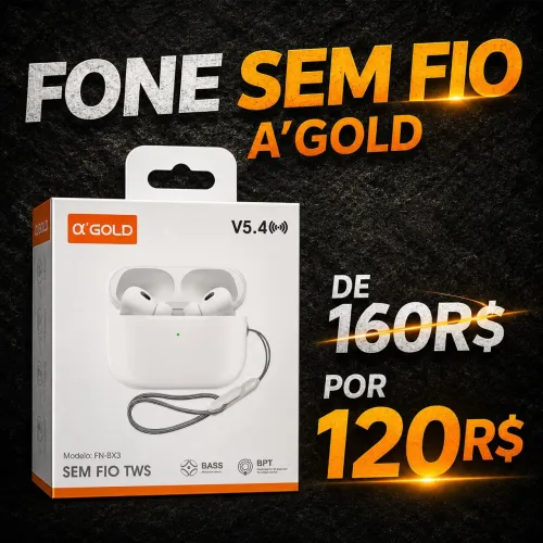 Fone sem fio A'gold duração de bateria 8 horas Entregamos 