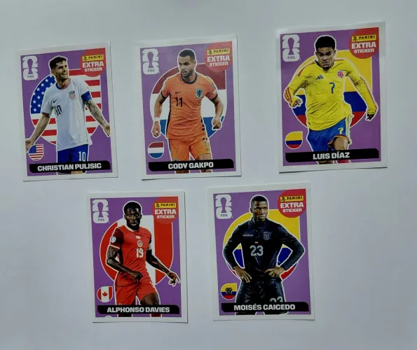 5 figurinhas Extra Bordo Copa do Mundo 2026