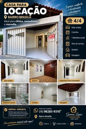 ALUGO CASA 4/4 BAIRRO BRASILIA