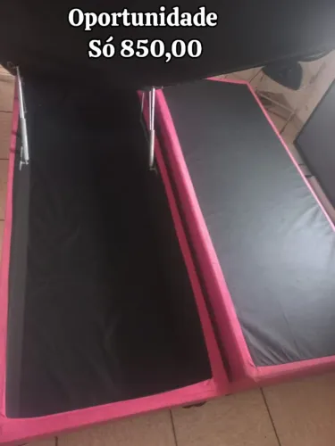 BASE BIPARTIDO BAÚ Queen Size suede rosa