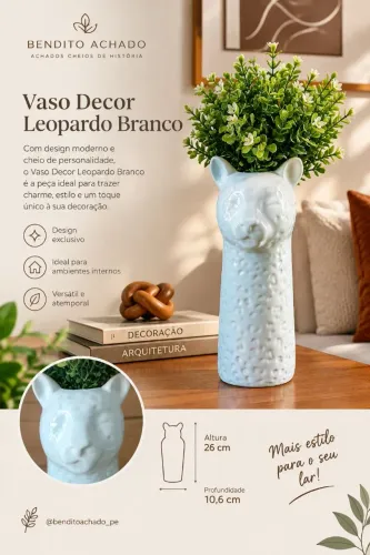 Vaso Decorativo Leopardo Branco