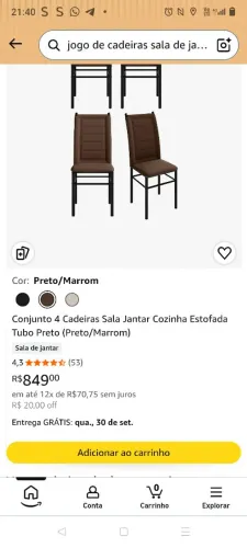 Vendo jogo de cadeiras