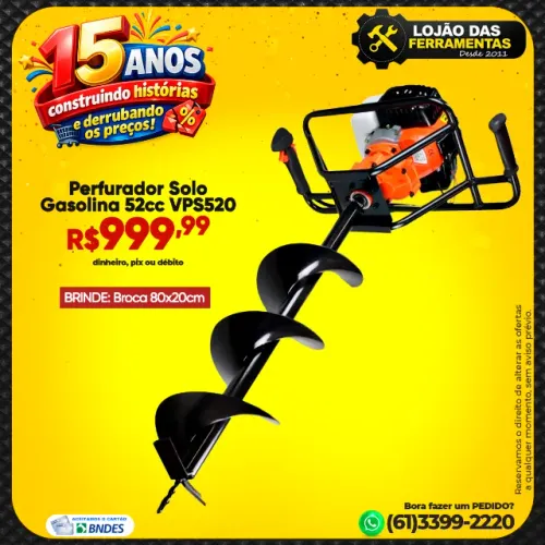 Perfurador de Solo à Gasolina VPS-520 Vulcan