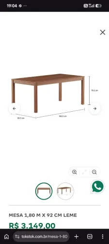MESA 1,80 M X 92 CM LEME