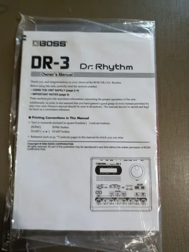 Manual Físico original Boss DR-3 Dr. Rhythm