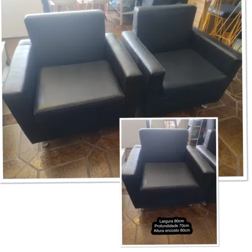 Par de poltronas em couro 