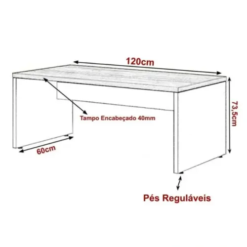 Mesa de Escritório 1,20×0,60m S/ Gaveta Sevilha/preto