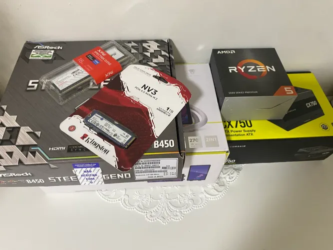 MEMÓRIA RAM + PROCESSADOR + PLACA MÃE + WATER COOLER + SSD + FONTE