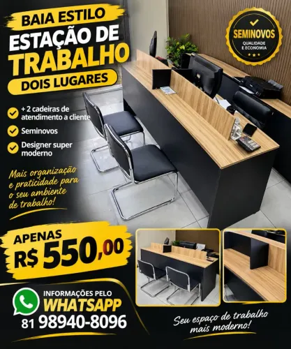 Baia estilo estação de trabalho mais cadeiras de atendimento