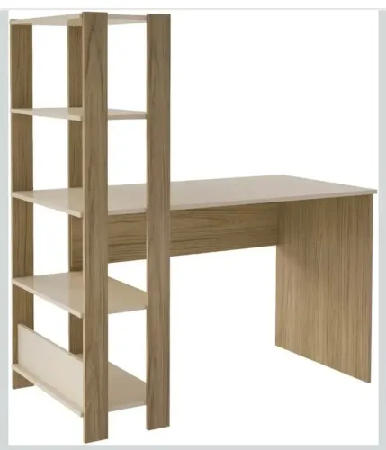 2 Escrivaninhas com Estante Lateral cor Off White/Carvalho - vendo separadamente