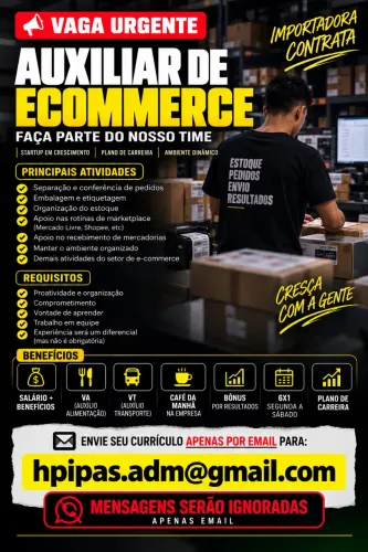 VAGA URGENTE AUXILIAR DE ECOMMERCE
