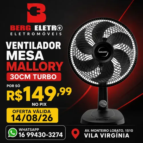 Ventilador mesa Mallory 30cm turbo