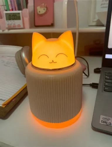 Luminária gatinho umidificador