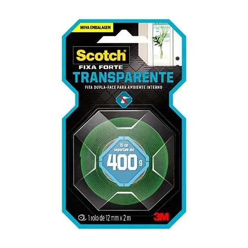 Fita Dupla Face Fixa Forte Transparente 3m 12mm X 2m - Scotch