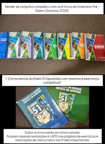 Conjunto completo com 8 livros do Extensivo-pré Enem Chromos