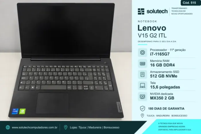Notebook Lenovo V15 G2 ITL i7 (11ª) | 16GB | SSD 512GB | MX350 | Tela 15,6" - Garantia
