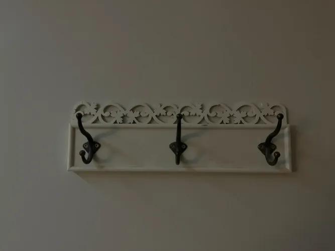 Cabideiro de Parede Provençal Branco - 3 Ganchos - 40x15 cm