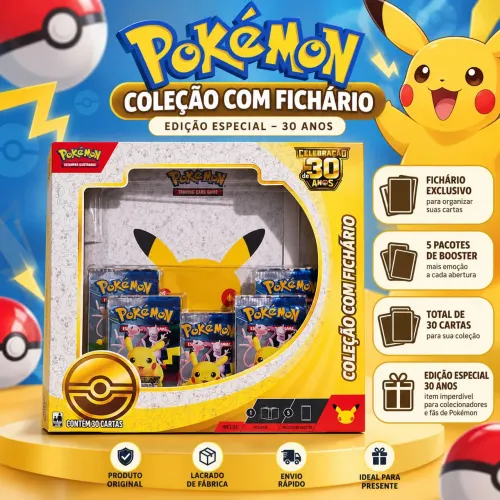 Box Pokémon Celebração 30 Anos Coleção Com Fichario