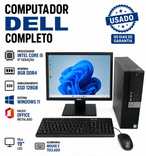 Computador completo Dell i5 da 8 geração, 8gb, ssd 128gb, Windows 11+ pacote Office