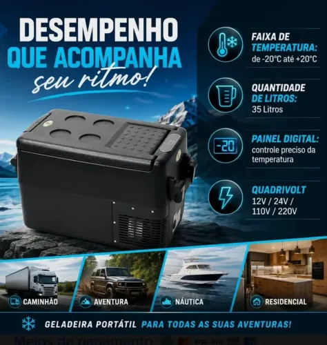 Geladeira Freezer portátil DX-COLD 50 12v/24v 110v/220v