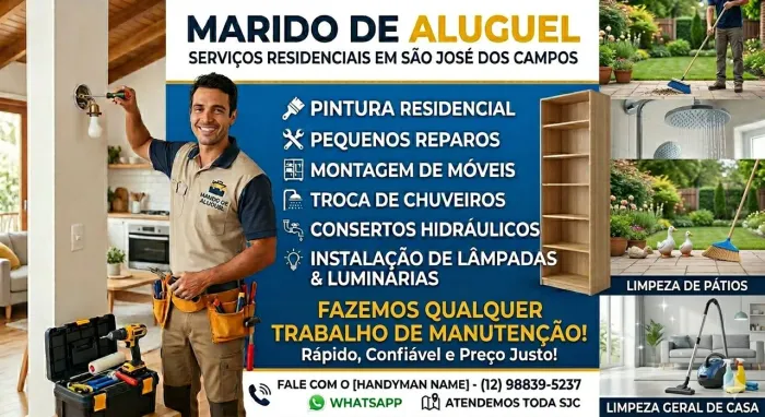Tudo para os reparos da sua casa, Marido de Aluguel, Limpeza geral de pátios e casas  