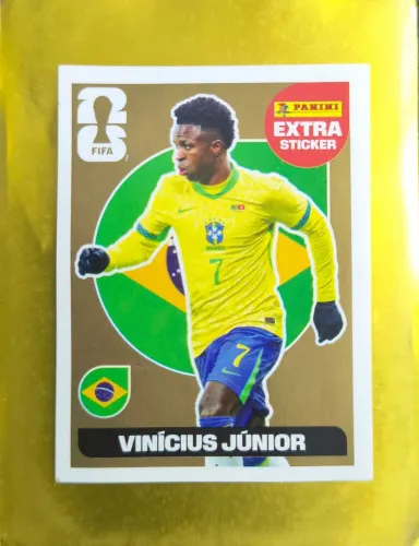 FIGURINHA ORIGINAL PANINI COPA DO MUNDO 2026 - EXTRA STIKER - VINÍCIUS JÚNIOR - GOLDEN