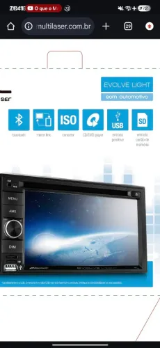 Multimídia automotiva 2din Evolve light Multilaser dvd Bluetooth