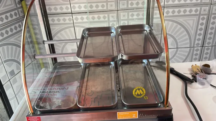 Estufa 6 bandejas aço inox vidro temperado
