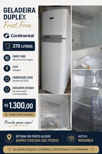 Geladeira Duplex 370 litros Frost Free