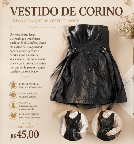 Lindo vestido em corino tamanho M