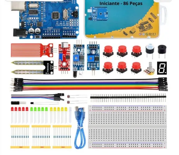 Kit Arduino Uno R3 Iniciante 86 peças