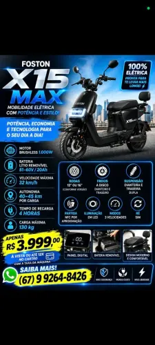  *?MOTO ELÉTRICA FOSTON X15 NOVA BATERIA DE LÍTIO 1000W TOP A PRONTA ENTREGA C/G?