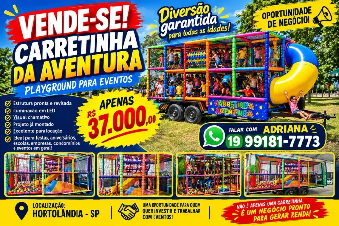 Vende-se Carretinha da Aventura - Playground Completo para Eventos