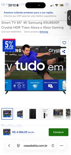 Tv Samsung 4k 65 polegadas Crystal HDR 