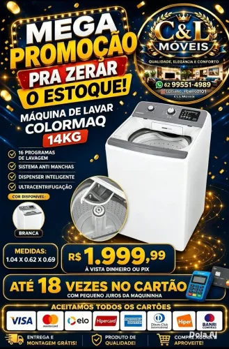Máquina de lavar Colormaq 14 KG promoção